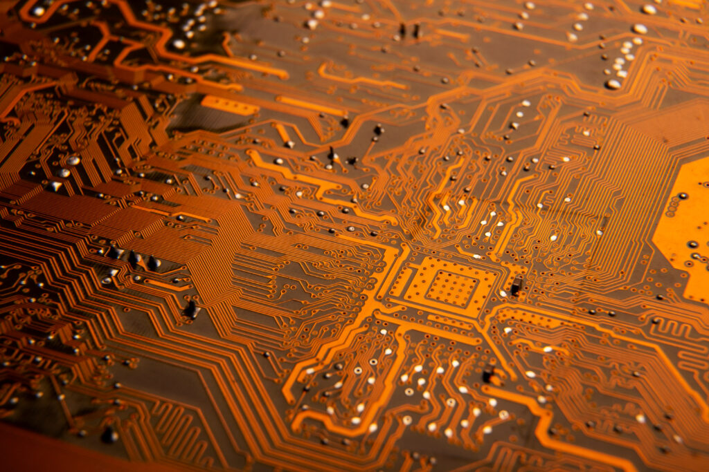 Circuit board close-up with different components