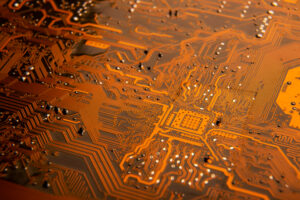Circuit board close-up with different components